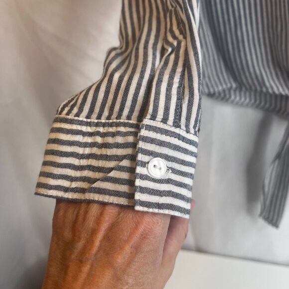 Velvet Heart Striped Tie Waist Super Soft Button Front Shirt Size Medium - Picture 6 of 10